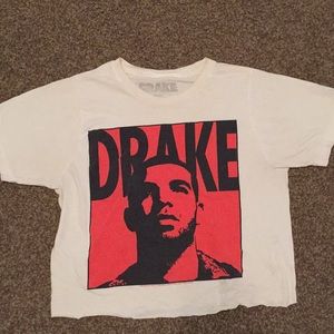 RARE Drake crop top graphic t, white, small